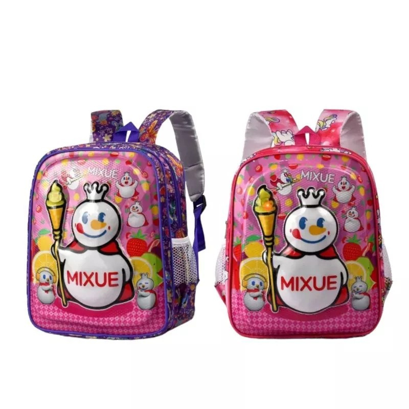 PTM-Tas Mixue 3D LED Timbul Tas Sekolah Anak Paud TK SD