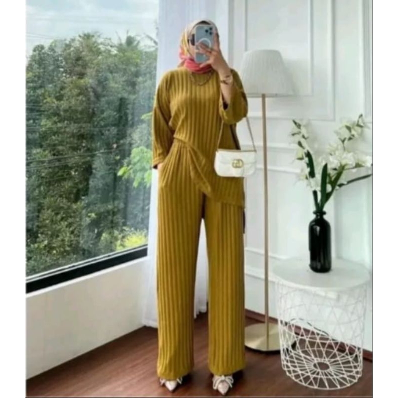 SET KNIT IMPORT TERBARU / SETELAN WANITA LENGAN PANJANG / One set kekinian