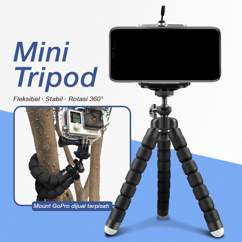 Mini Tripod Octopus for Smartphone Tablet Rotation Axis Lock - NE-58 - Black