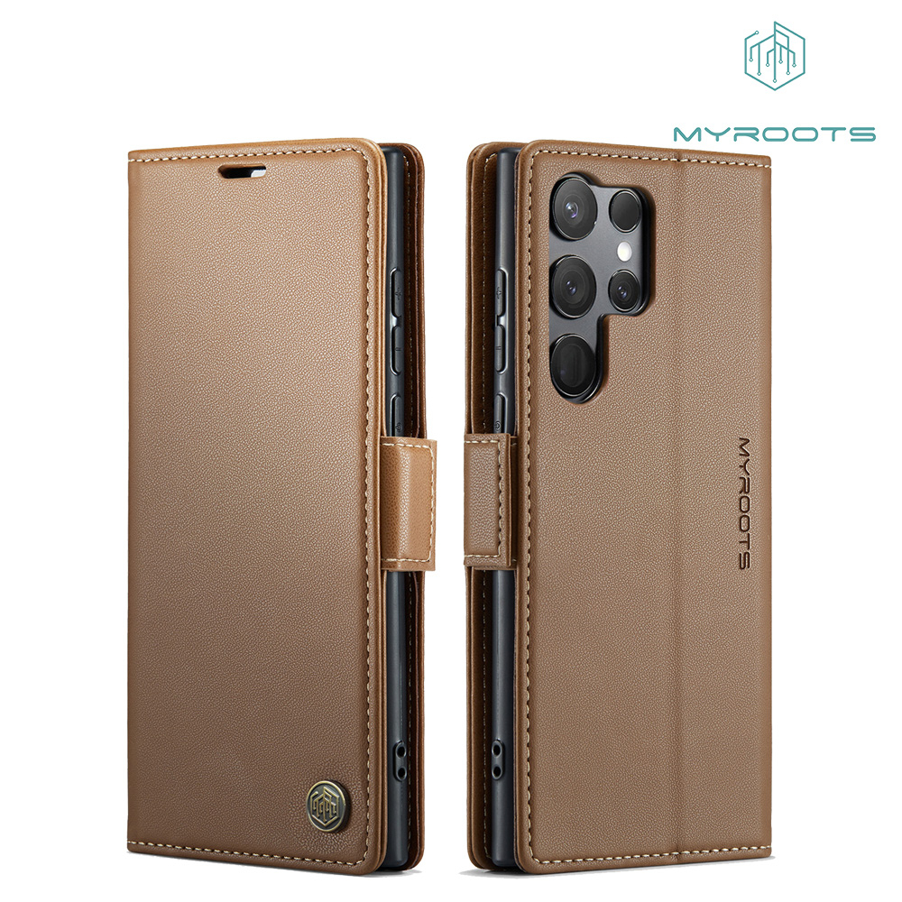 Myroots Prestige Book Case Untuk Samsung Note 20 Ultra Series Casing Dompet Eksklusif Wallet MR023 R
