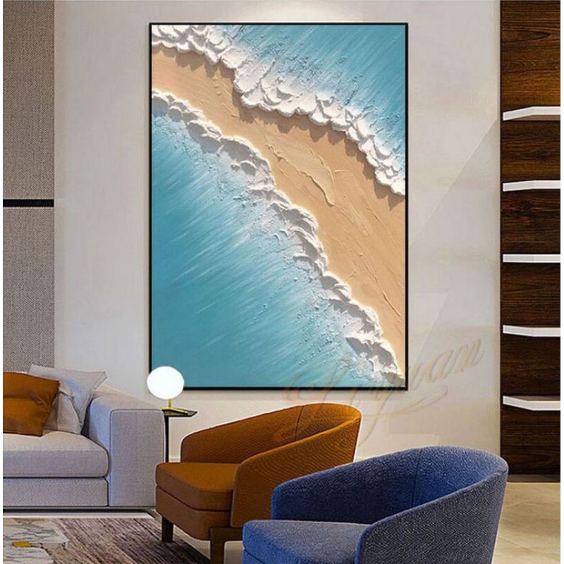 lukisan modern abstrak ombak