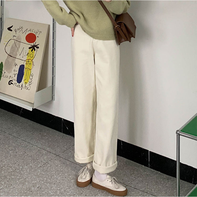 Korean Style Celana Jeans Panjang Wanita Kulot Loose High Waist Jens Pants