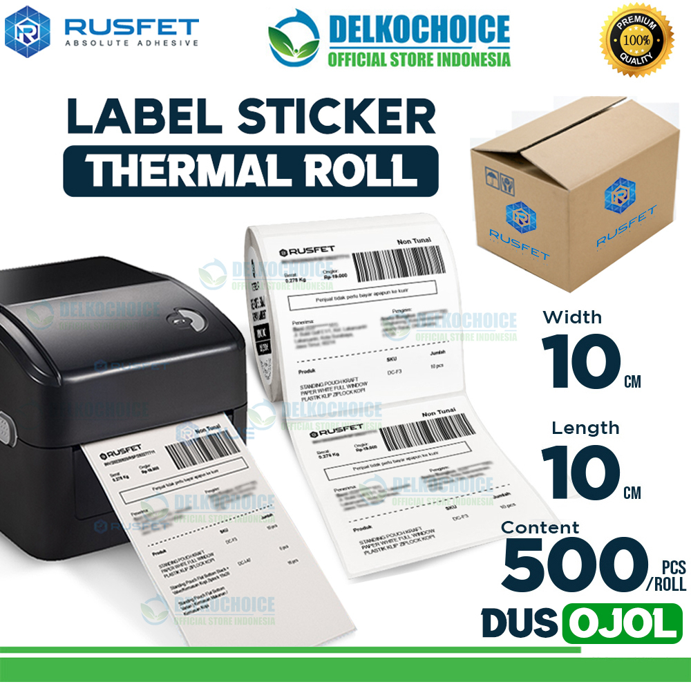 

Label Sticker Thermal Paper Roll Resi Barcode OLSHOP 10x10cm RUSFET / DUS OJOL