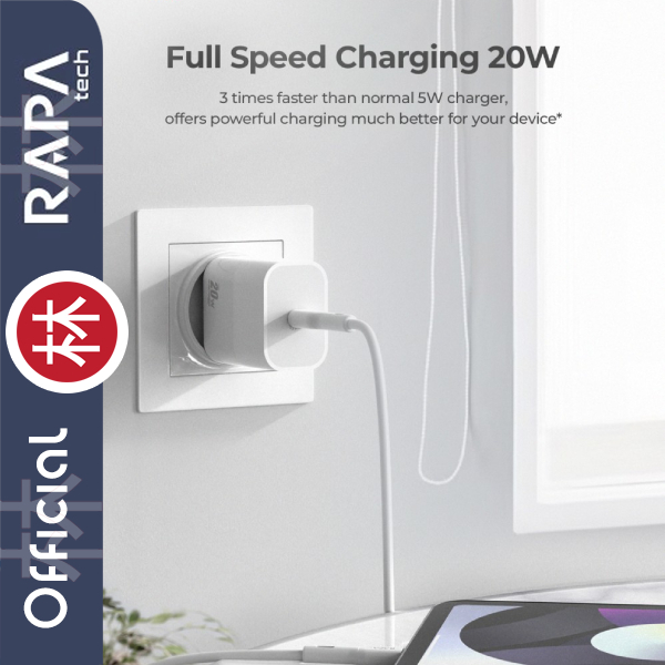 RAPAtech CH1063 - POWER II - PD20W Charger with USB C-to C Cable 20W