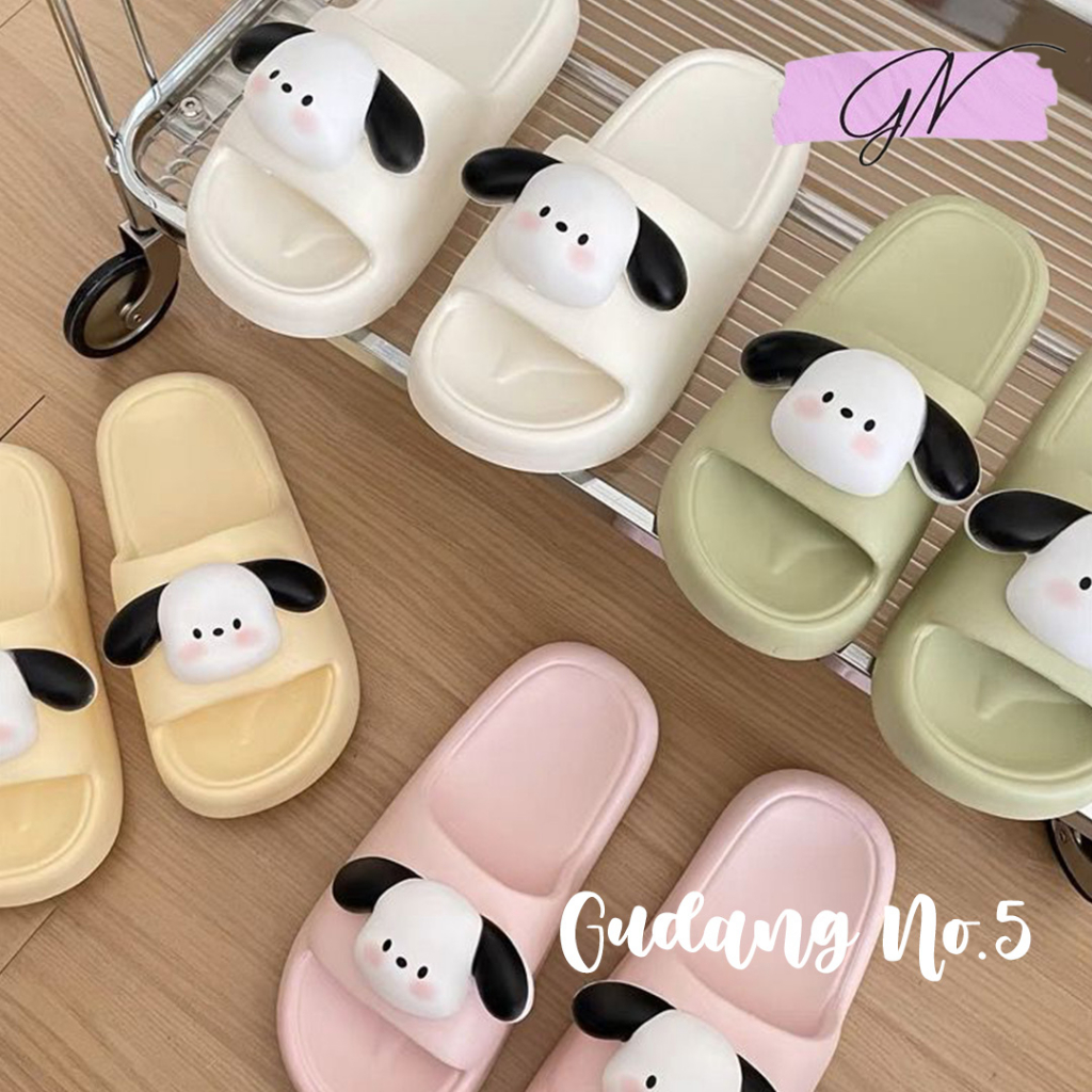 GN-2252-1 Sandal Selop Jelly Motif Doggy 3D Sandal Rumah Wanita Import PCU