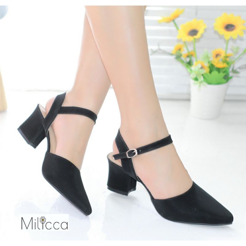 Milicca Sandal Wanita Mules Heels Hak 5 cm Hidelia