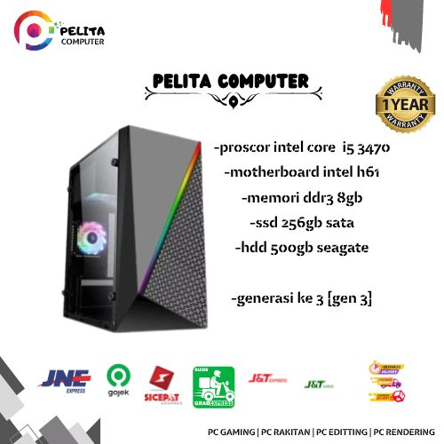 Rakitan Core i5 3470 16GB DDR3 SSD 256 GB MURAH MANTUL Garansi 1Tahun pc rakitan intel computer office sekolah