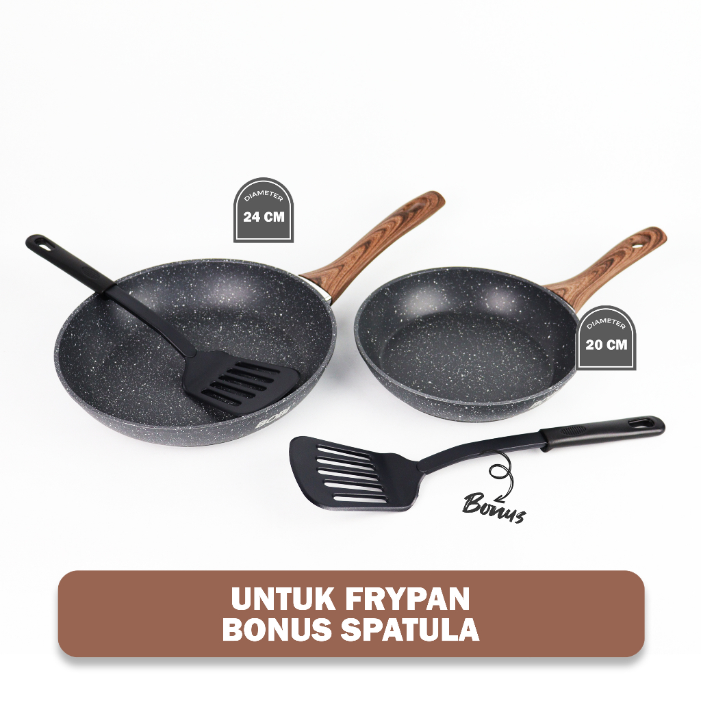 Granit Anti Lengket Peralatan Masak Dapur Set Cocok Semua kompor Panci Wajan Penggorengan