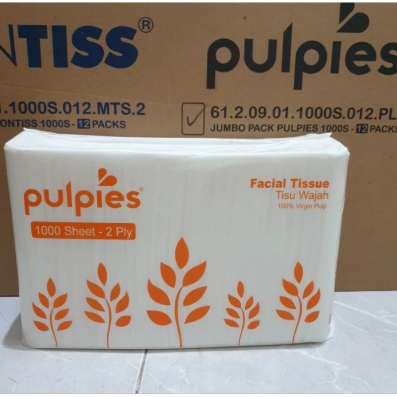 Facial wajah Tisu Tissu Tissue Pulpies 1000 gr 2 sheet