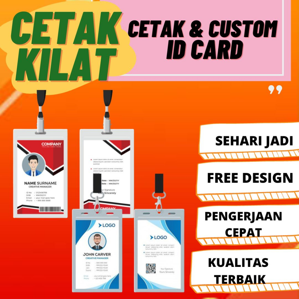 

Cetak & custom Desain ID CARD name tag all varian