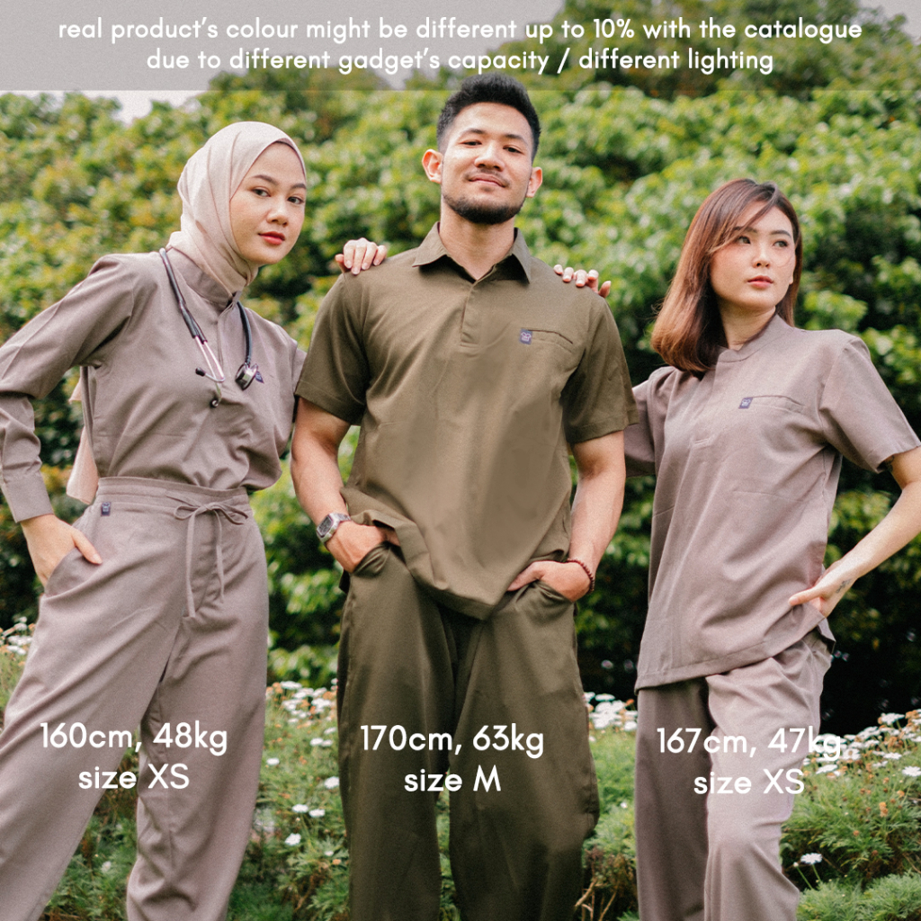 Baju Jaga MANDARIN LS - OLIVE Scrubs Theatre Blues Cardinal Panjang