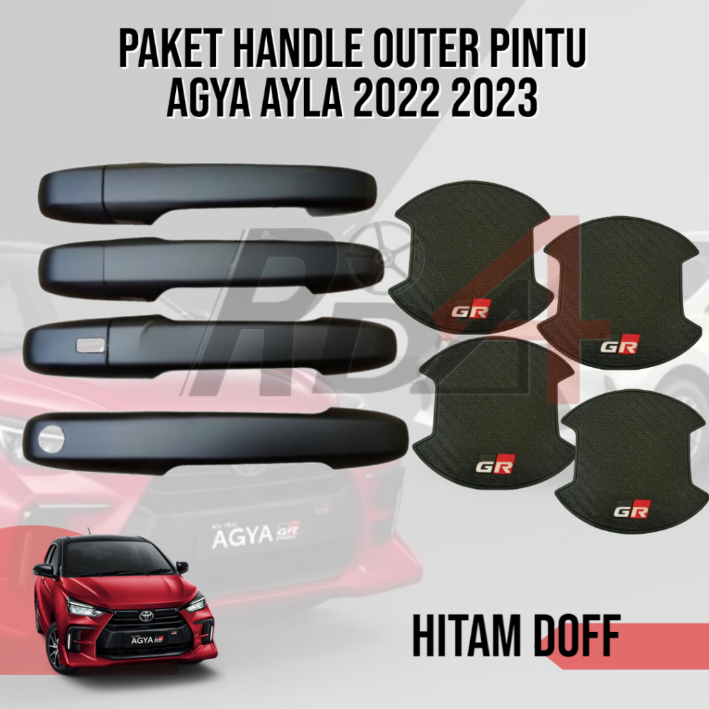 Paket Cover Handle Outer Pintu Tank Cover Mobil ALL NEW AGYA AYLA 2022 2023  2024 2025 GR SPORT Chrome Hitam Doff Carbon  Black