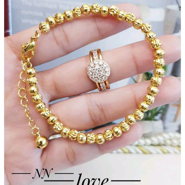 Gelang Biji Lada Set Cincin Permata Gold Xuping 1206a4