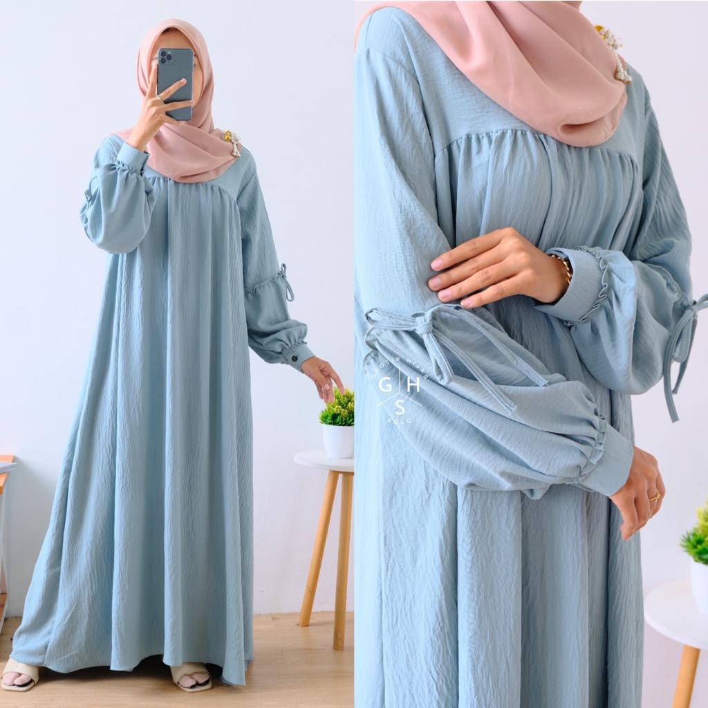 (DBY) GAMIS LENGAN REMPEL ROSE DRESS WANITA CRINCLE AIRFLOW