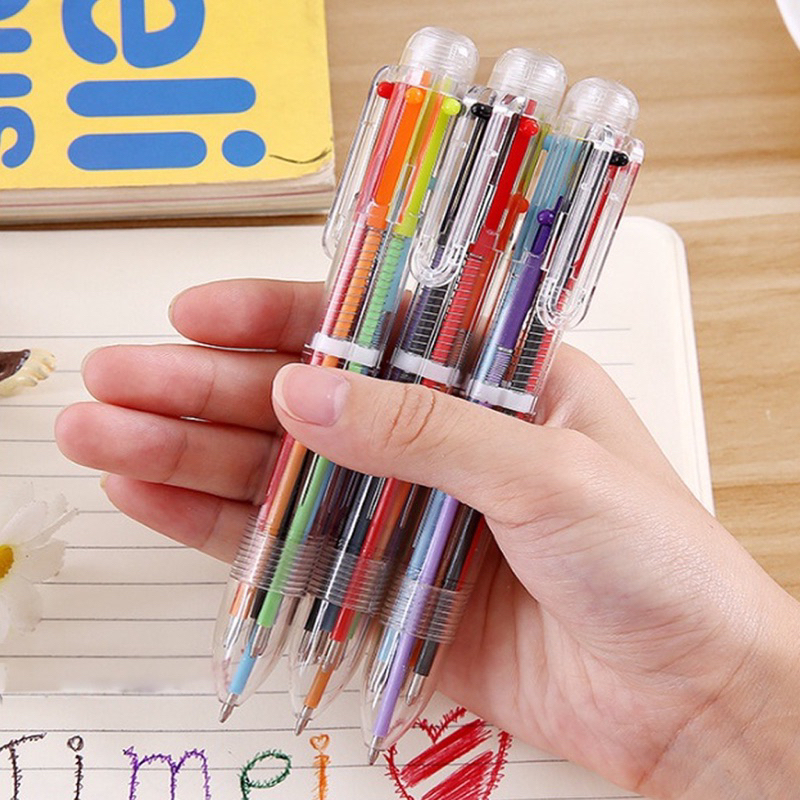 

Pulpen 6 Warna Transparan Pena Ballpoint Pen Six-in-One Color