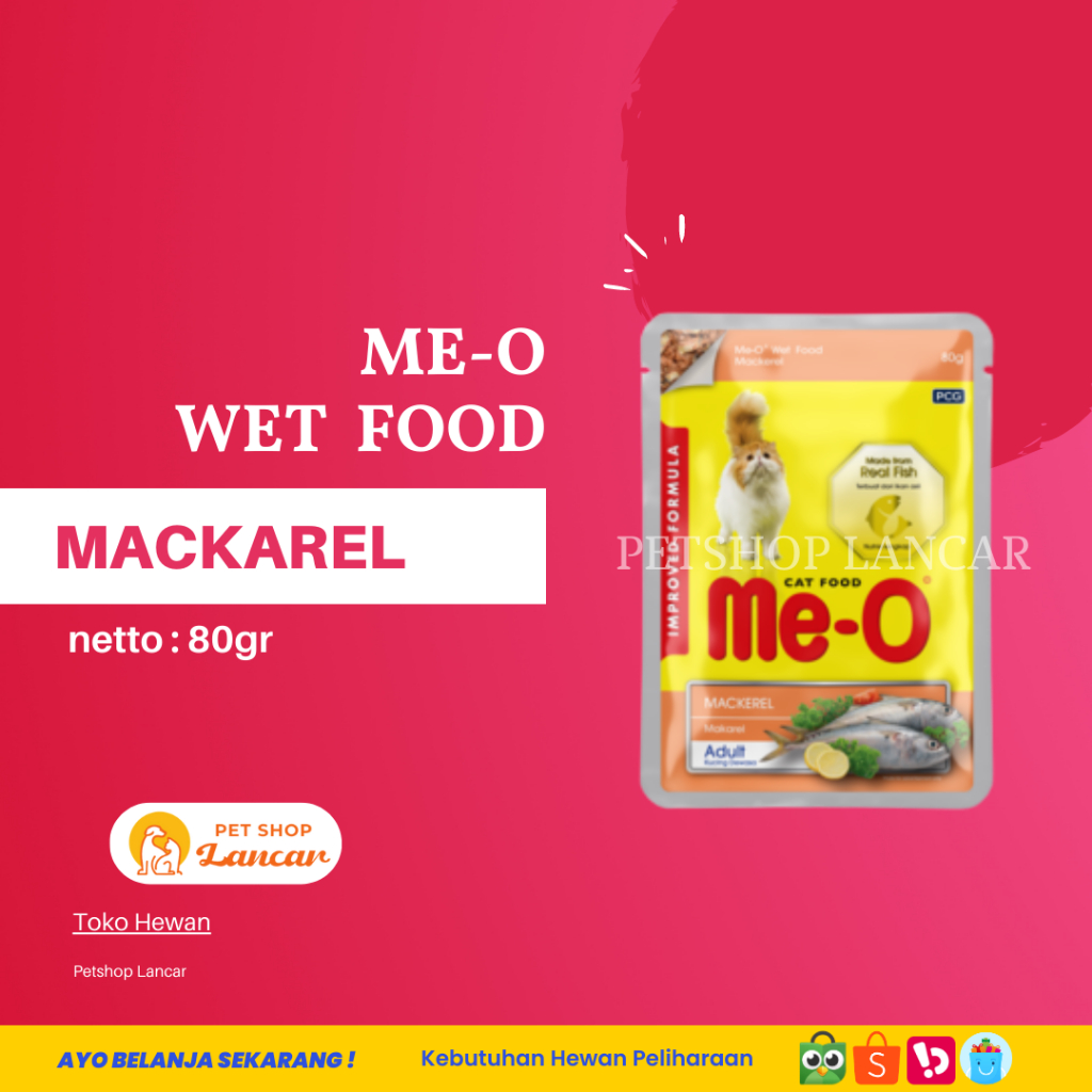 Meo Pouch Mackerel Makanan Kucing Basah 80gr