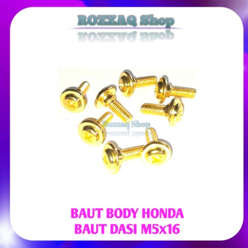 10 Pcs Baut Dasi GOLD 5x16 BAUT DASI REVO BAUT BODY Motor Honda Revo Ukuran M5x16