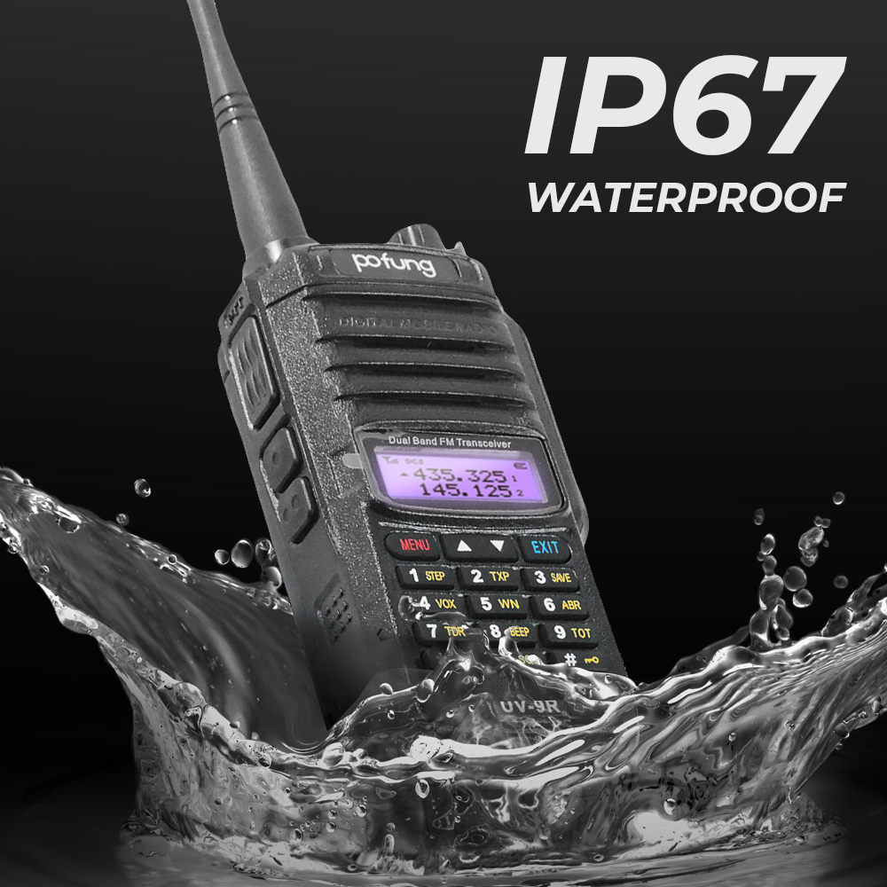 POFUNG Walkie Talkie Professional HD Speaker VHF UHF Waterproof - UV-9R - Black