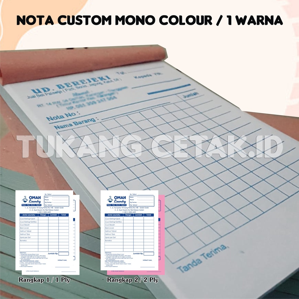 

Nota Mono (1Warna) Custom