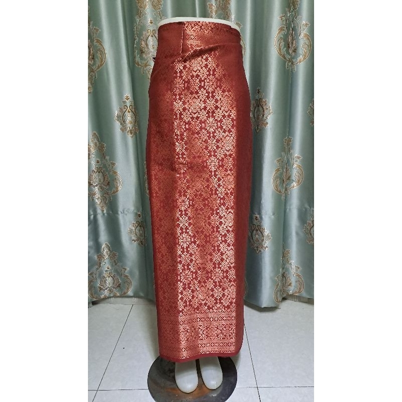 Red merah tembaga kain rok span bawahan setelan songket lilit kebaya tenun palembang modern aneka wa