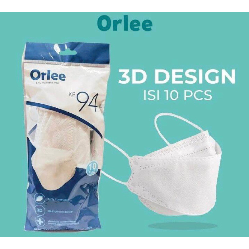 Masker Kf94 Orlee Isi 10 Pcs Putih Abu Hitam