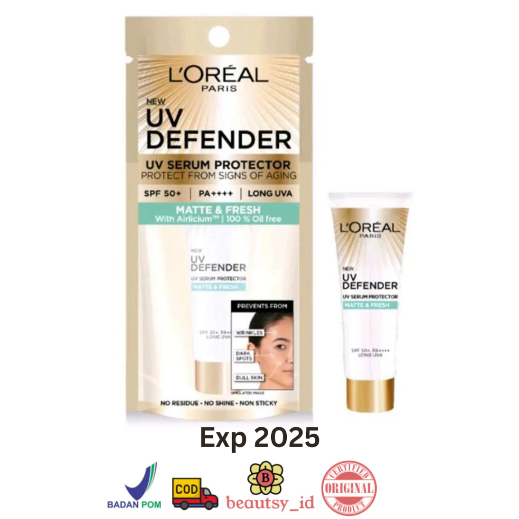 Loreal UV Defender Sunscreen Matte Fresh SPF 50 PA++++ 15ml Original BPOM