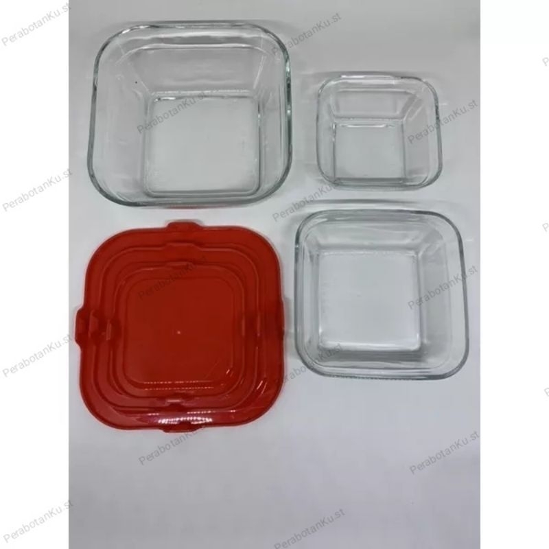 Maxim Glassware Kotak Set / Mangkok Kotak Set / Mangkok Kaca Kotak Set / Mangkok Microwave/ Hadiah