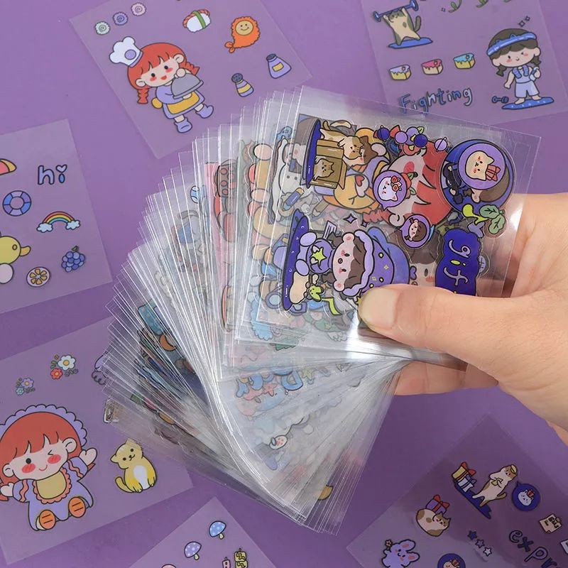 

Stiker Scrapbook Bahan Cute Girl Pola Kecil DIY Stiker Gelas Air Transparan Tahan Air
