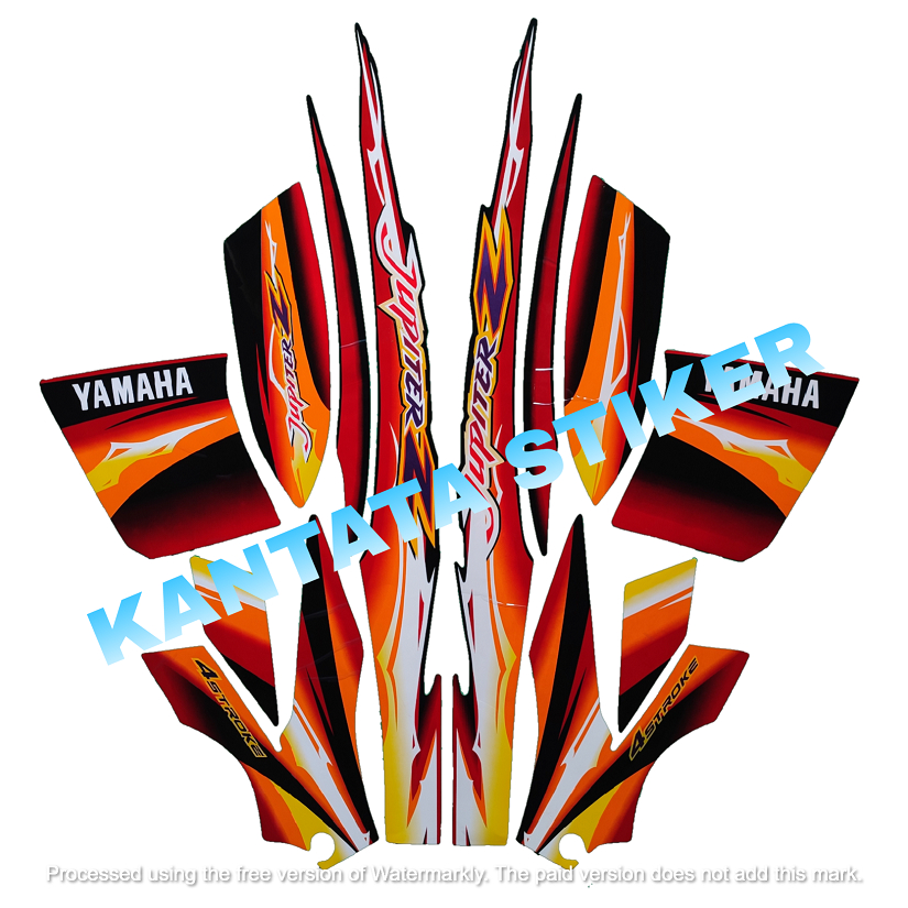 STIKER STRIPING LIS LES BODY MOTOR YAMAHA JUPITER Z 2004 STD HITAM MERAH SEPASANG STANDAR FULL SET