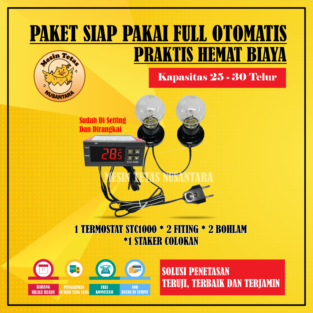 Paket Siap Pakai STC1000 Kapasitas 20 Sampai 30 Butir Telur Mesin Tetas