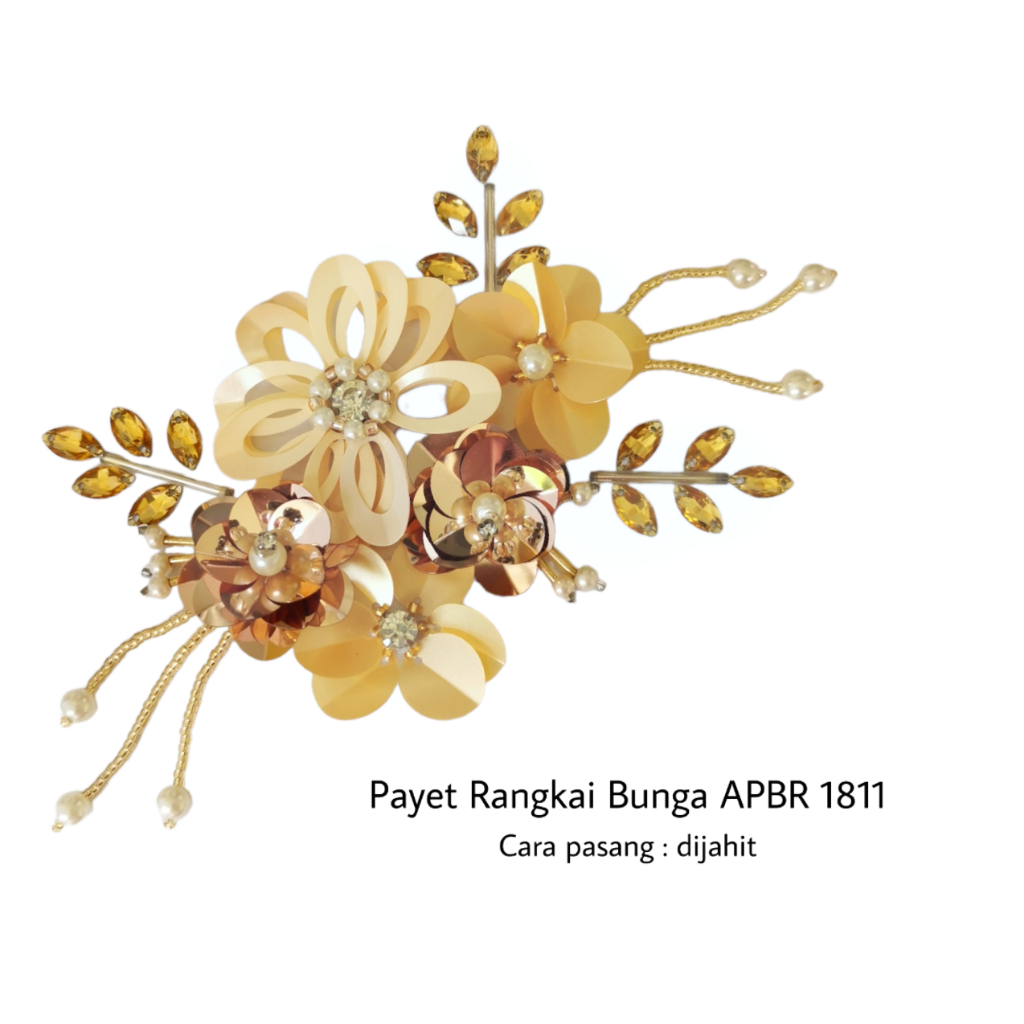 payet rangkai bunga 3d APBR 1811 gold emas kebaya bali