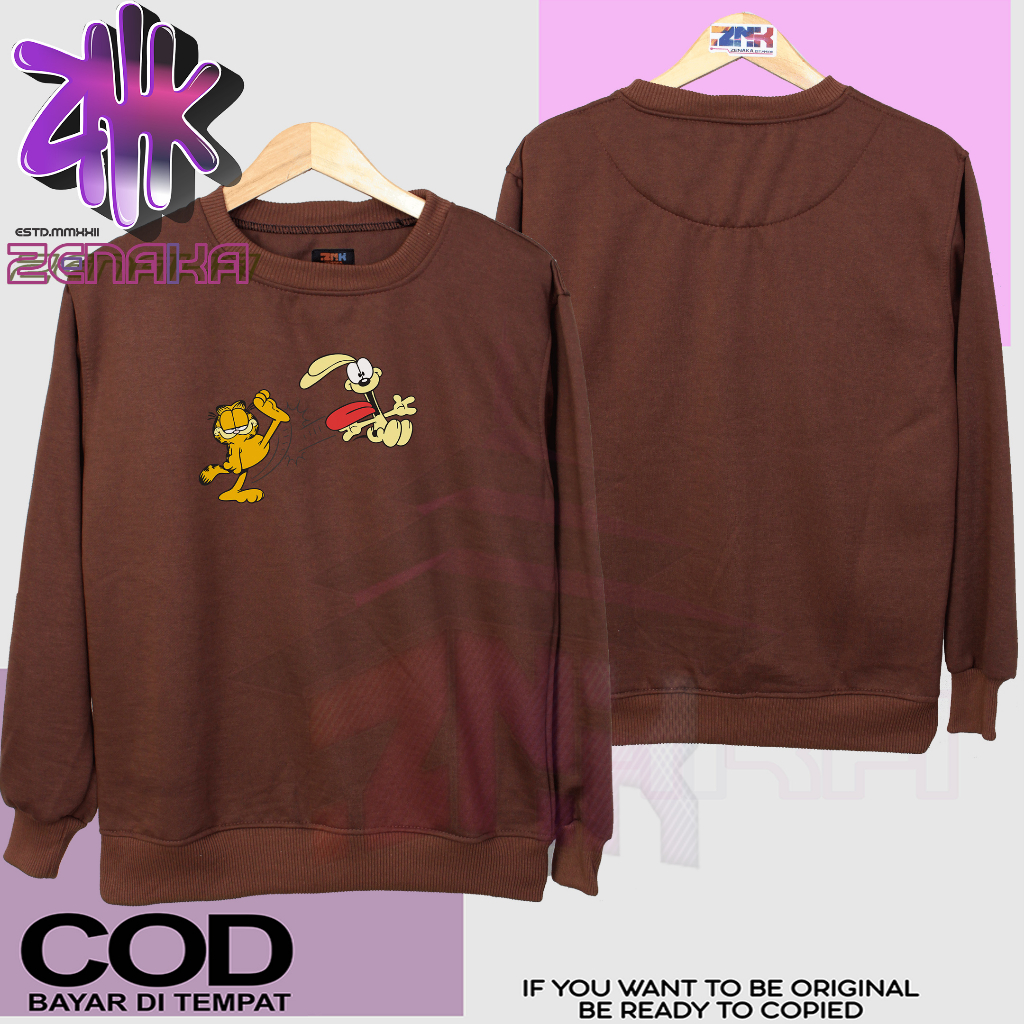 Zenaka Crewneck pria distro aesthetic Crewneck pria oversize tebal polos mint Sweater pria distro keren 2023 Sweater pria distro tebal aesthtetic Jaket pria keren distro terbaru 2023 Hoodie pria distro aesthetic graffity simple garfield