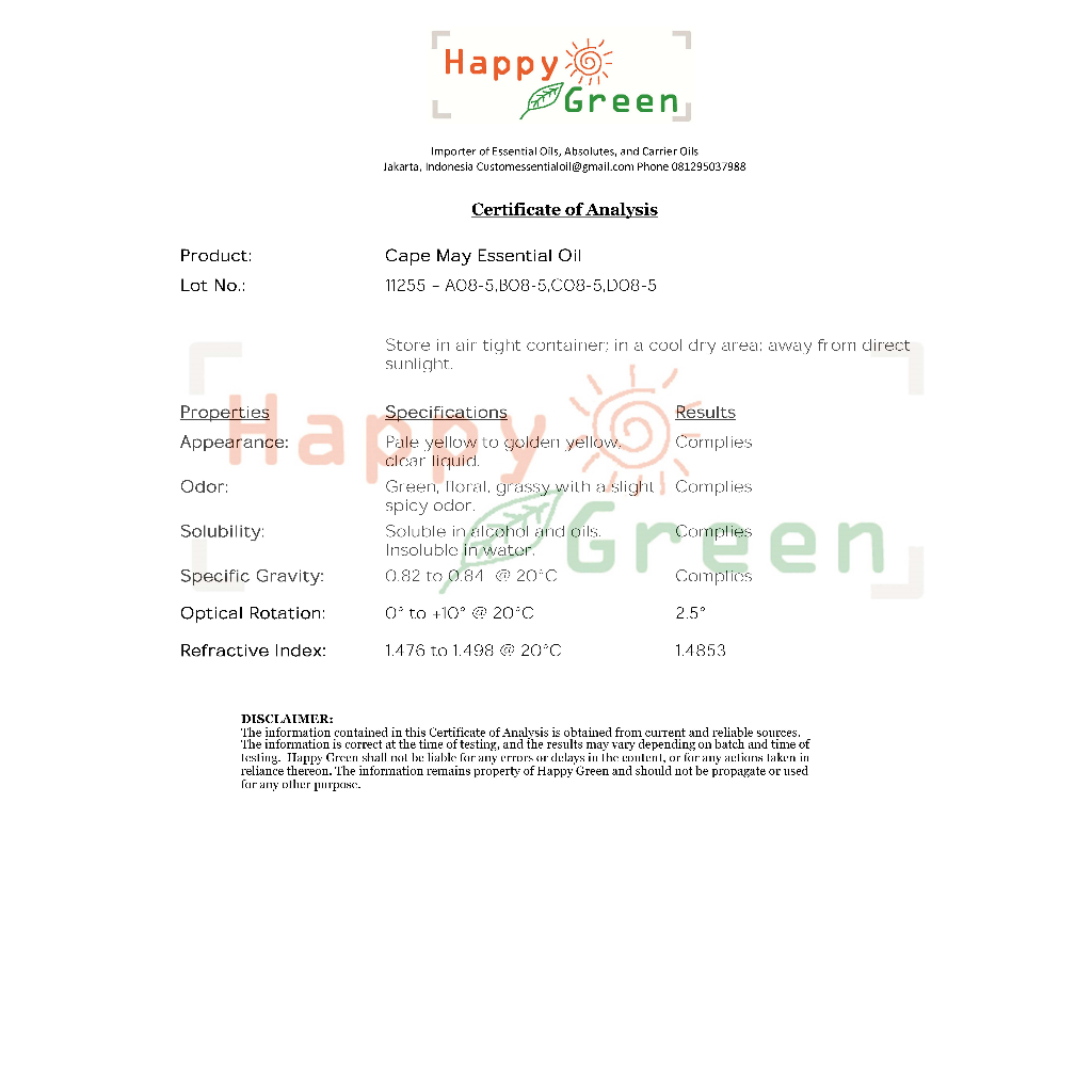 Happy Green Cape May Essential Oil - Minyak Cape May