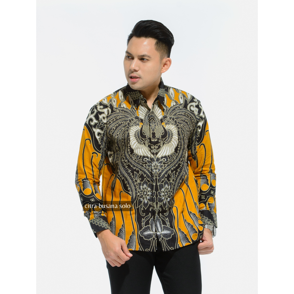 CAKRABUANA KUNING Kemeja Batik Pria Full Furing Bahan Katun Primisima