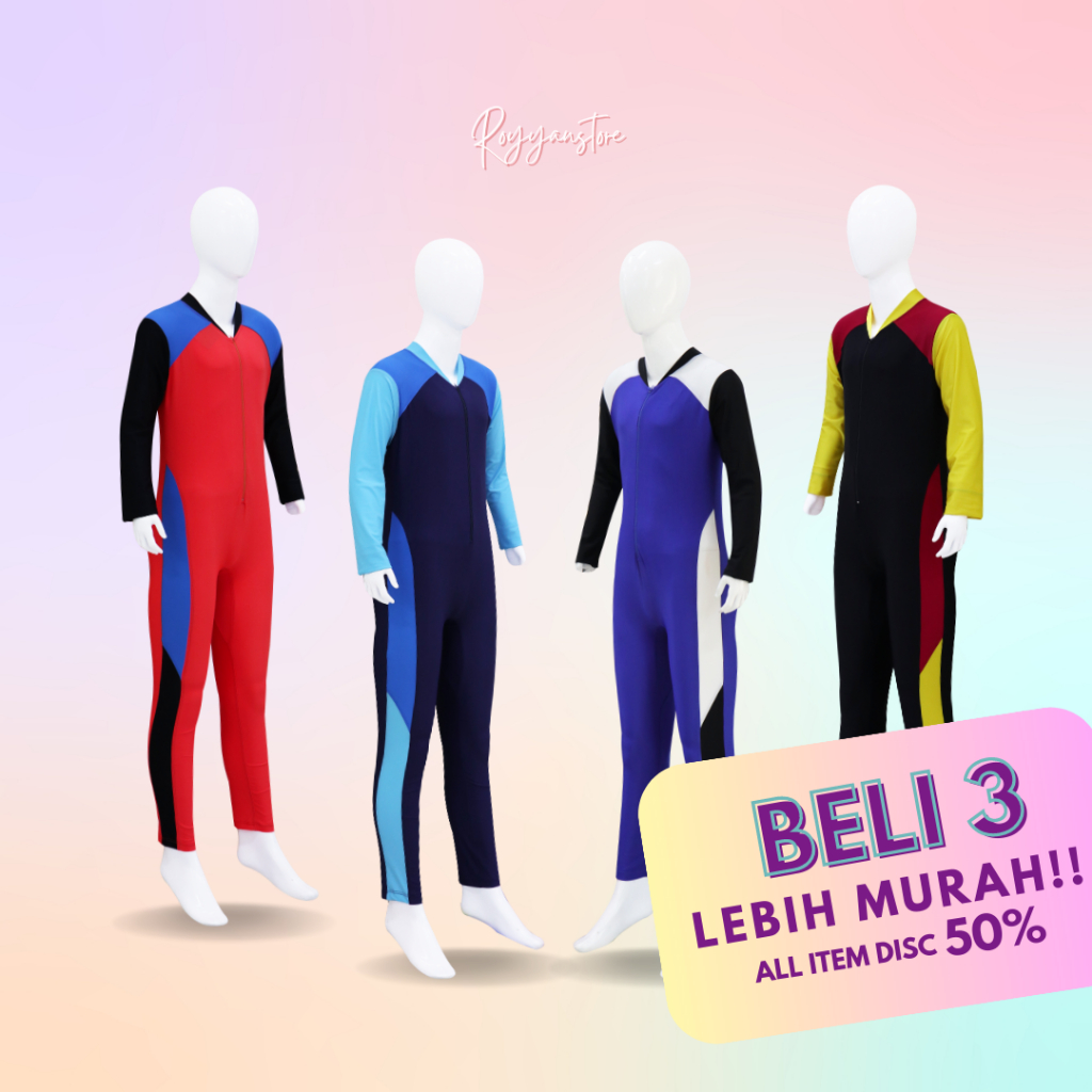 Baju Renang Anak Laki-Laki dan Perempuan Panjang Model Selam Diving Polos Usia 7-12 Tahun