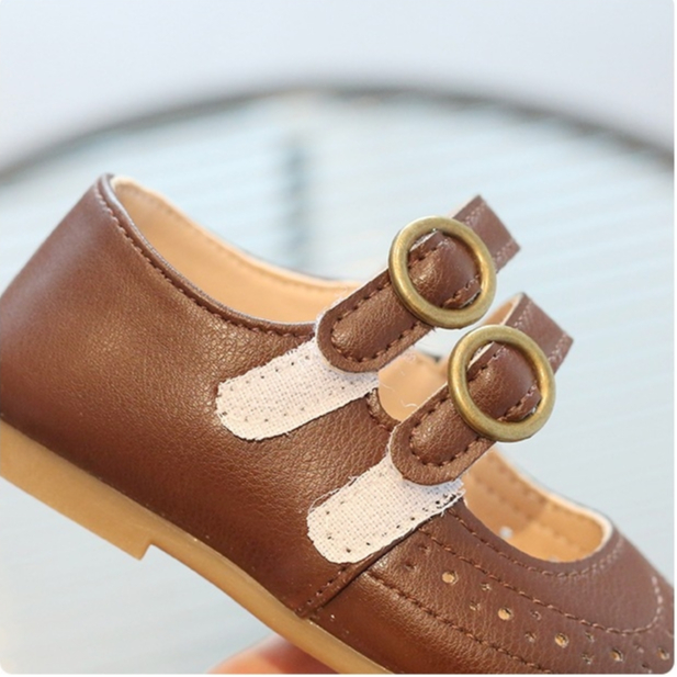 HNK Flatshoes Anak Perempuan 1-5 tahu Sepatu Teplek Kulit Cewek Lucu Gemes | FLATSHOES DOUBLE STRAP