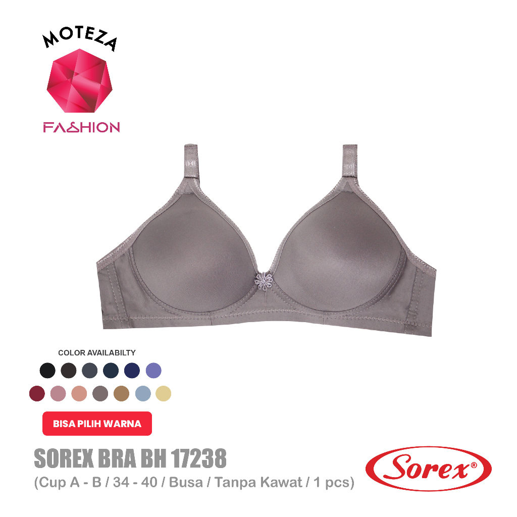 Sorex Bra Wanita - BH 17238 - Busa Cup A - B / Tanpa Kawat - Super Soft - Uk 34 - 40