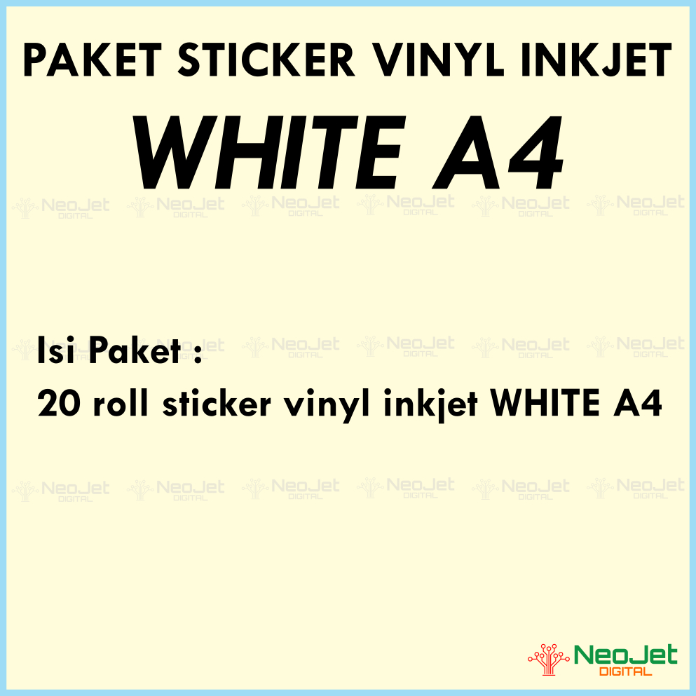 

Paket Sticker Vinyl Inkjet White Putih Glossy Panjang 30 meter isi 20 roll