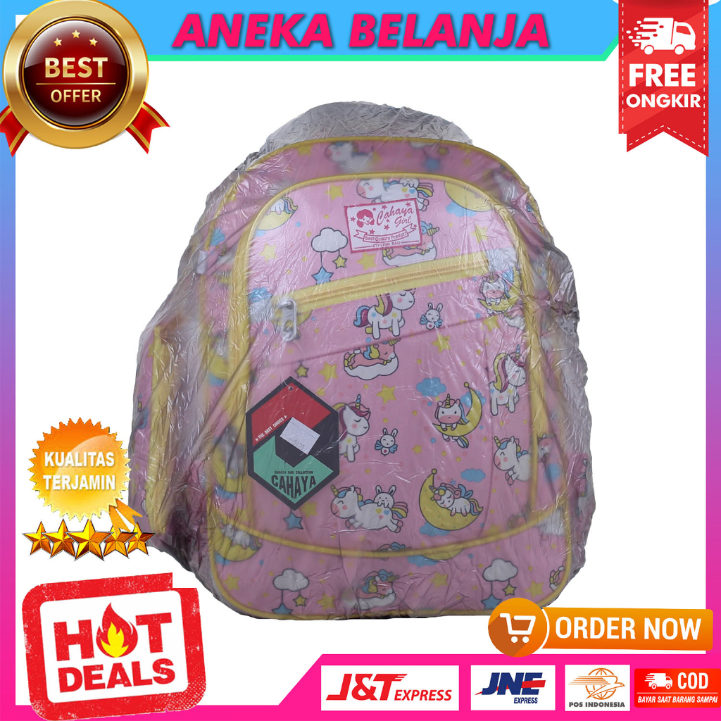 Tas Ransel Sekolah Anak Perempuan Motif Cahaya Pony Bulan Pink Terbaru Backpack Anak Cewek Impor TK SD SMP Bonus Raincover Dan Tempat Pensil Murah Tas Gendong Anak Ngaji LES Trendy Korean Style Bahan Tebal Kuat Berkualitas Tas Anak Fashionable Kekinian