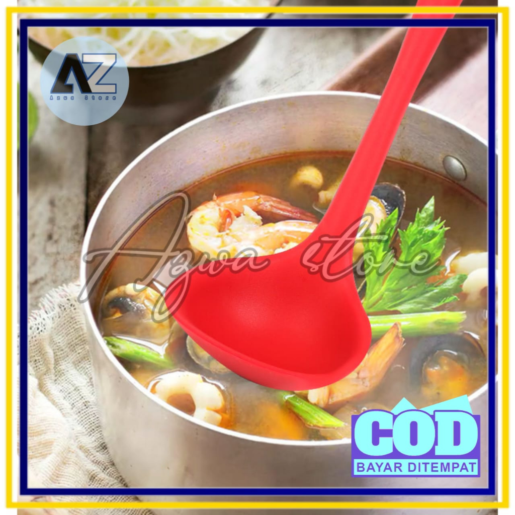 Centong Silikon Sendok Kuah Sop Sayur 28 cm Centong Masak Silicone Ladle Soup BPA Free - WARNA RANDOM