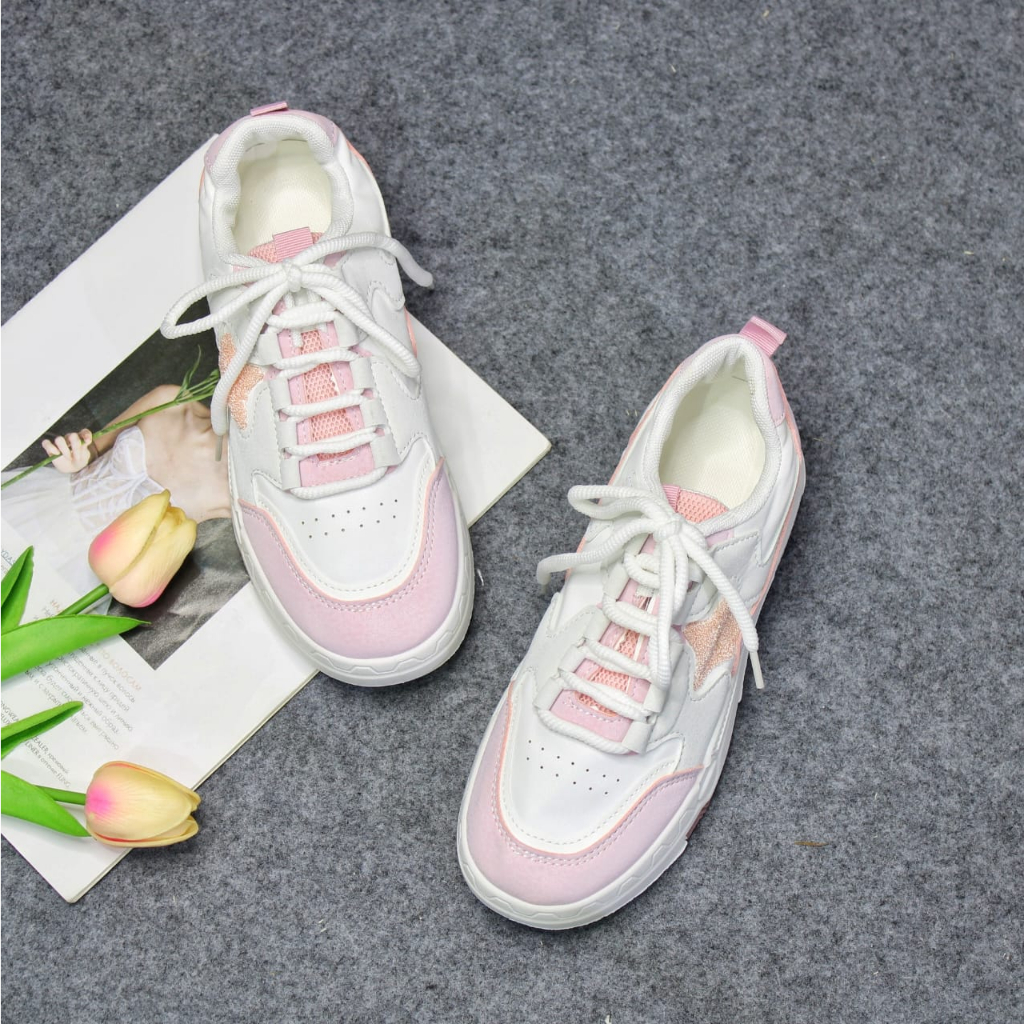 Free Box Sepatu Sneakers Wanita Import NSH09 Sepatu Fashion Sepatu Jakarta Sneakers Sneakers Kasual Wanita Termurah