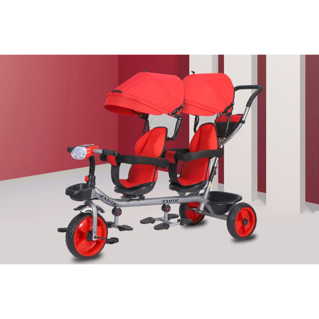Sepeda Dorong Anak Kembar Sepeda Roda Tiga Kembar Tricycle Shincan Kanopi TWINS EXOTIC