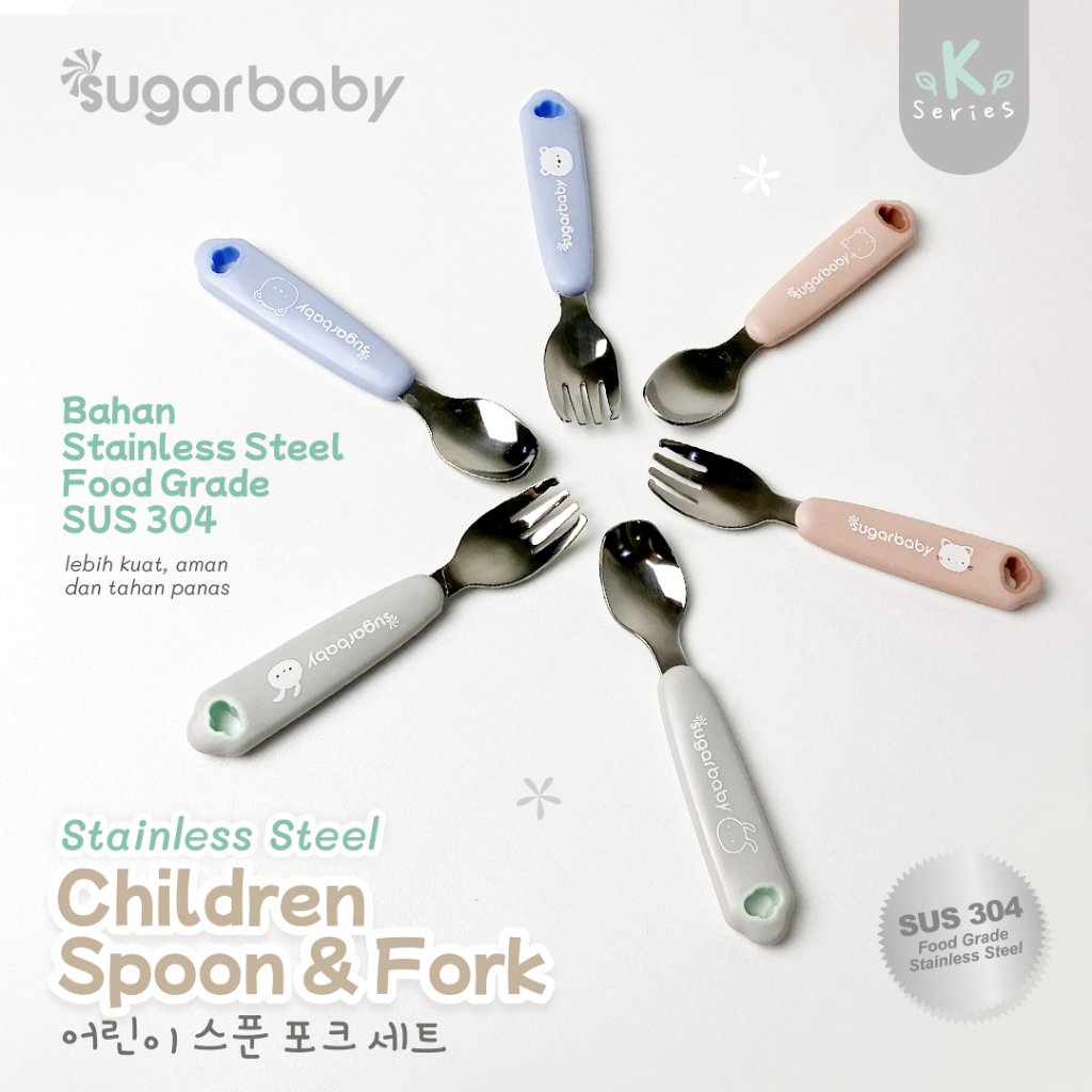 Sugarbaby Stainless Steel Children Spoon &amp; Fork | Sendok Garpu Stainless
