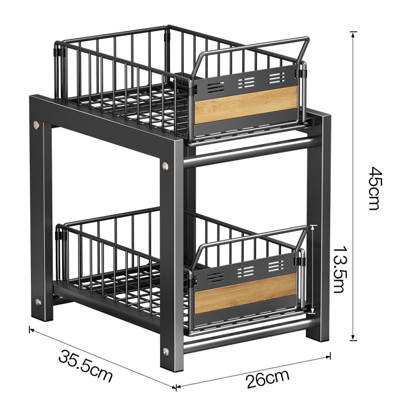 Rak Dapur Bawah Wastafel Rak Kabinet Lemari Dapur Keranjang Geser Laci Rak Tarik Rak