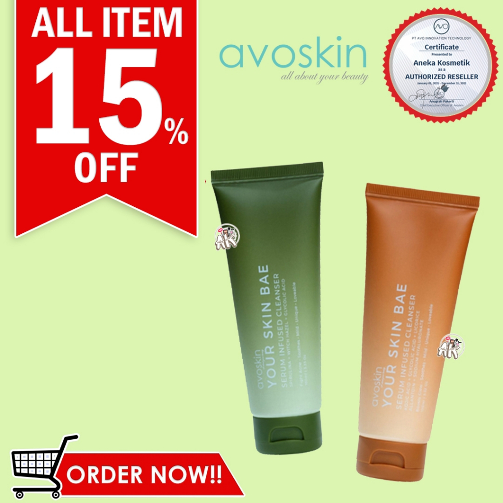 AVOSKIN YOUR SKIN BAE SERUM INFUSED FACIAL CLEANSER 100ML SERIES ( KOJIC ACID / SPIRULINA )