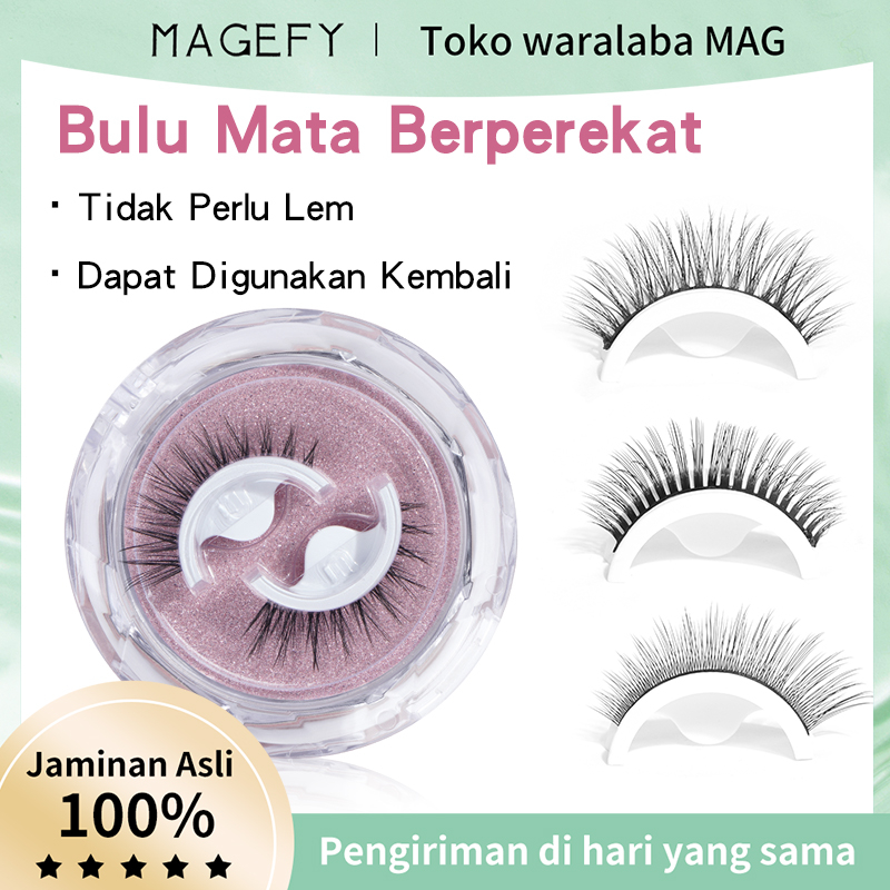 MAGEFY7328 Tanpa Lem Bulu Mata Palsu Knot Free /Riasan Cepat/ Eyelashes Extension Natural 3D Ekstensi Berperekat Yang Dapat Digunakan Kembali Dan Dapat Dengan Mudah Diaplikasikan Dalam 3 Detik