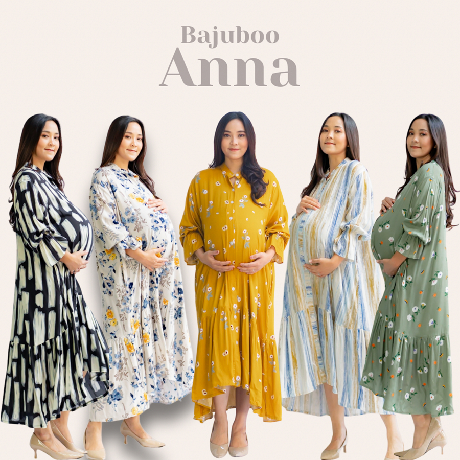 Bajuboo Anna - Daster Busui &amp; Bumil Friendly Rayon Lengan Ruffle