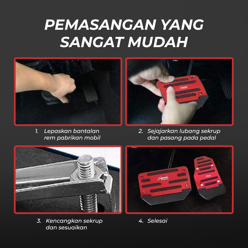 Cover Aluminium Pedal Gas Rem Mobil Matic universal anti slip