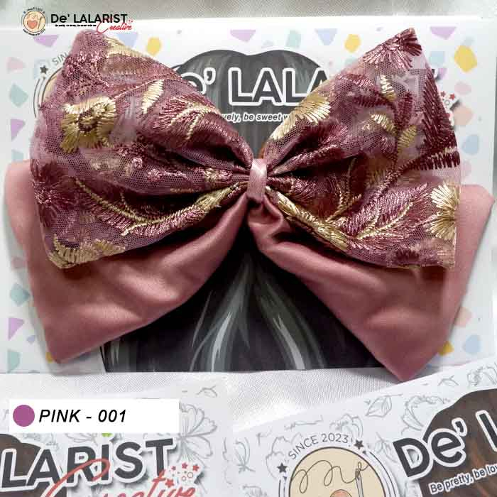 Jepit Rambut Pita Besar Dewasa Wanita Brukat-Satin De'LALARIST (PINK, MERAH, UNGU)