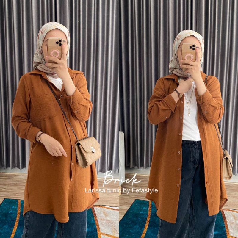 KEMEJA TUNIK - LARISSA TUNIK Bahan Linen crinkle